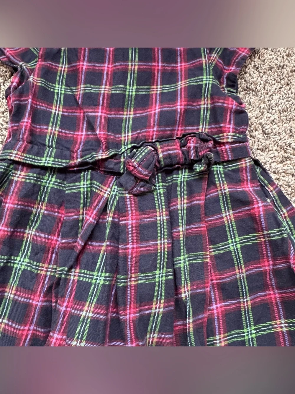 GAP Navy Plaid Dress with Pink and Green Accents